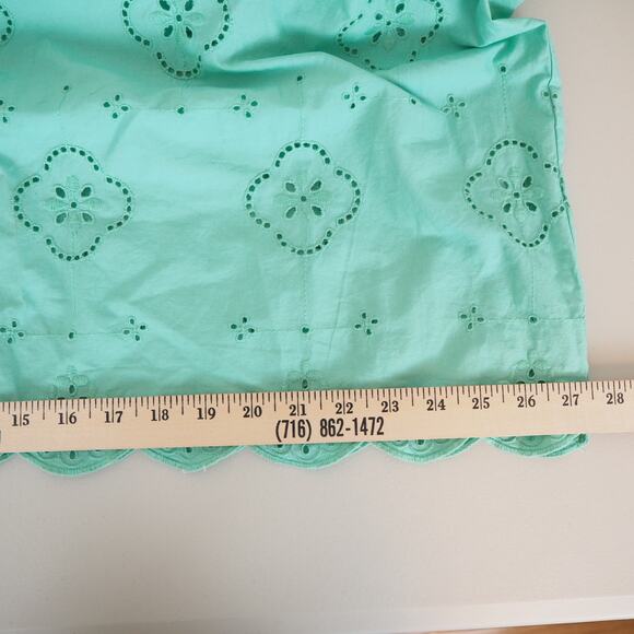 Talbots Floral Embroidered Top Neptune Green Women's Size 2X Plus Blouse - Picture 6 of 9